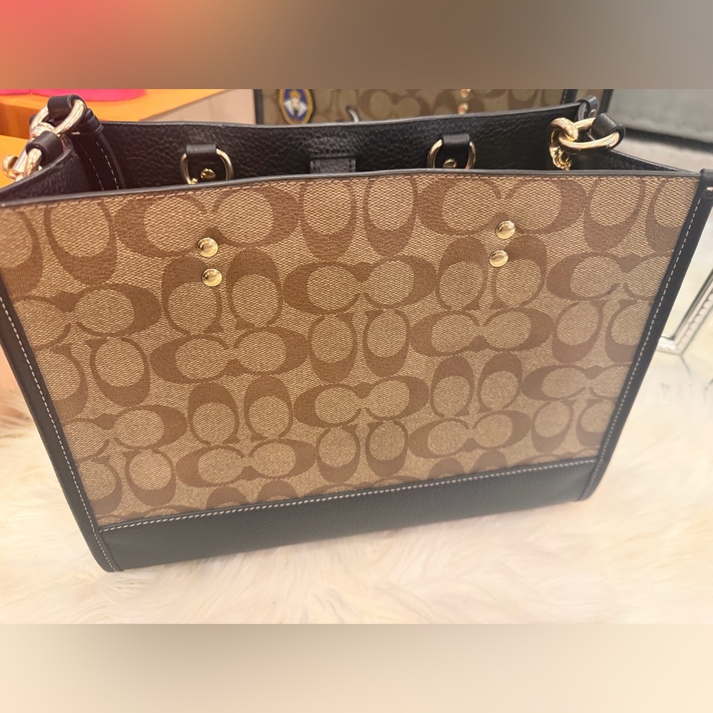 Coach x Disney  Brown Signature Tote with Black Trim and Disney Patch Accents - Picture 2 of 12